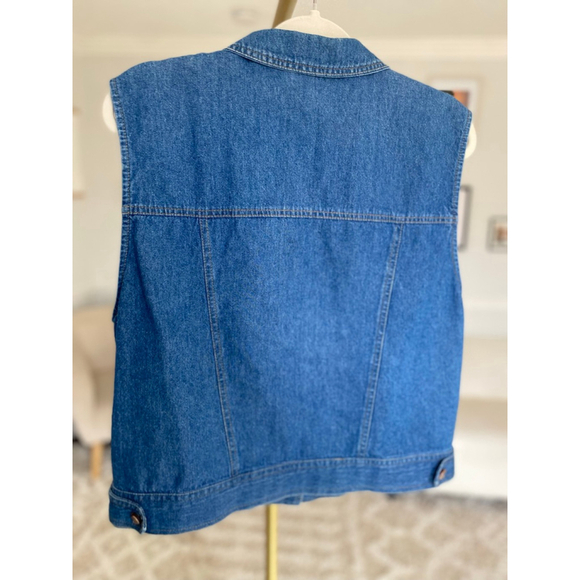 Saint Germain Embroidered Denim Vest Boho Western Artisan Vintage Ranch Festival - Picture 3 of 9